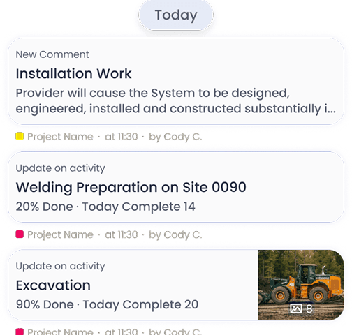 Newsfeed of progress of all your projects